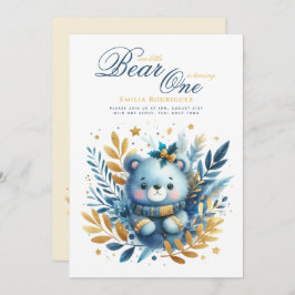 Invitación Oro Verde azulado de 1 cumpleaños salvaje (o EDIT 