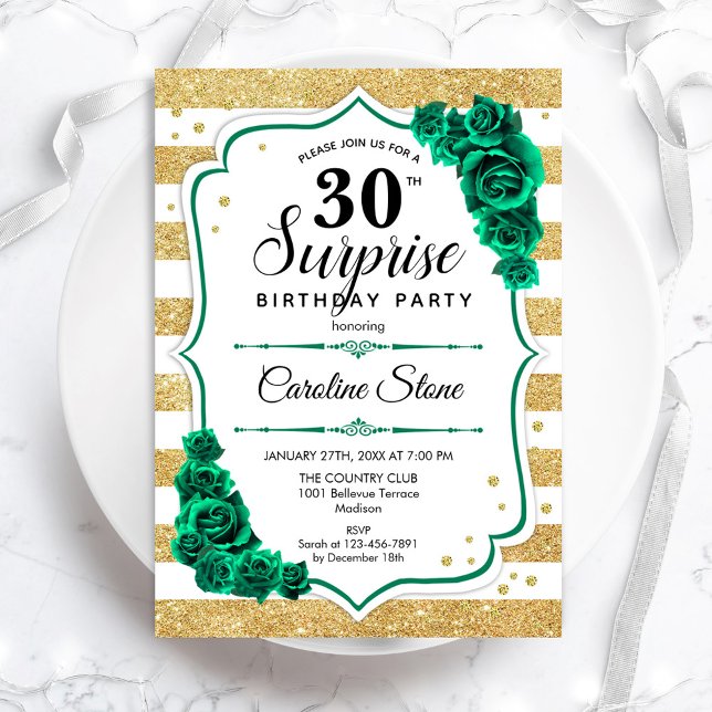Invitación Oro verde blanco sorpresa 30 cumpleaños (Subido por el creador)