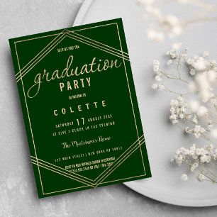 Invitación Oro verde del bosque geométrico moderno Graduación