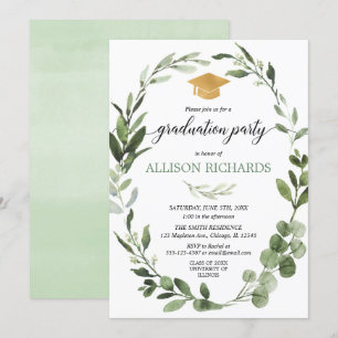 Invitación Oro verde del verdor moderno simple de la fiesta