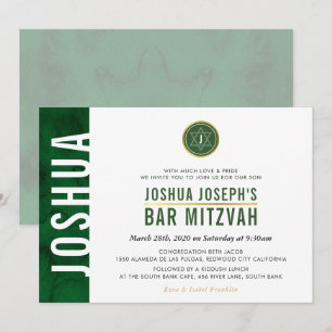 Invitación Oro verde MODERNO de la barra lateral de la BARRA