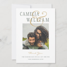 Invitación Oro verde oliva Boda moderno gracias a la foto