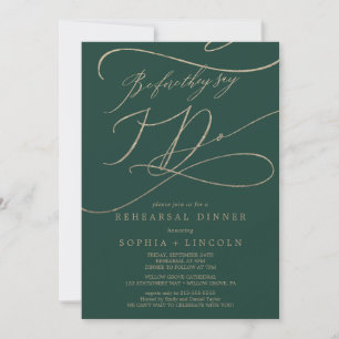 Invitación Oro verde romántico antes de hacer la cena de ensa