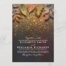Invitación Oro Vintage Fall deja elegante boda