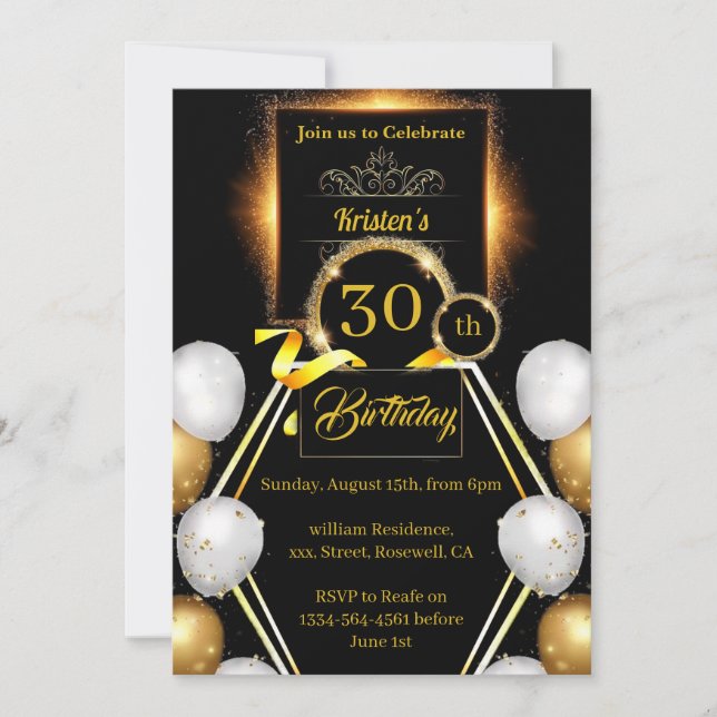 Invitación Oro y 30 años negro (Anverso)