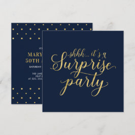 Invitación Oro y Azul Marino | 50º Aniversario de Bodas Sorpr
