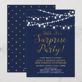 Invitación Oro y Azul Marino | Sorpresa por 50 Aniversario de