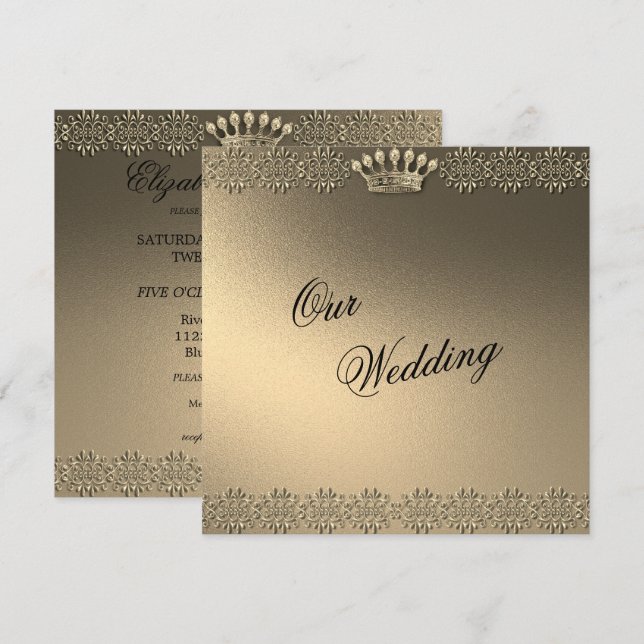 Invitación Oro y Boda glamuroso (Anverso / Reverso)