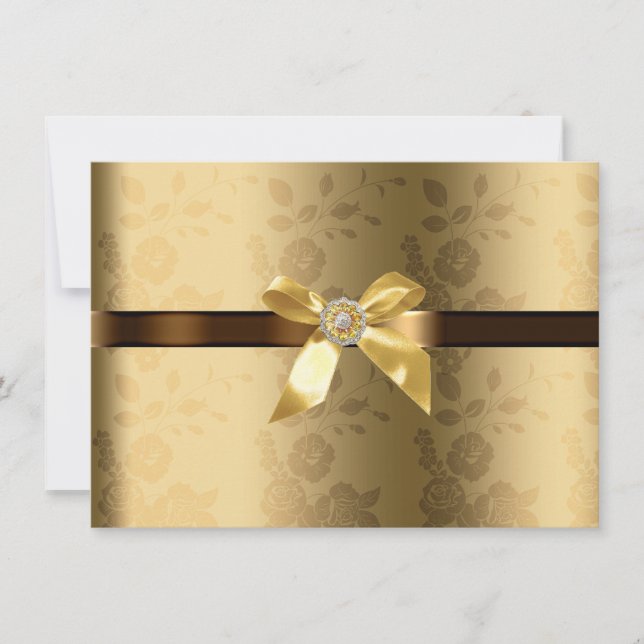 Invitación Oro y chocolate marrón de oro y brillo (Anverso)