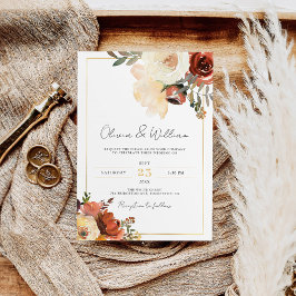 Invitación Oro y cobre bohemios matizan boda de otoño rústica