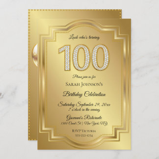 Invitación Oro y diamantes 100 años