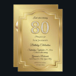 Invitación Oro y diamantes 80 aniversario de cumpleaños<br><div class="desc">Invitación al 80 aniversario o cumpleaños. Glitzy números de oro y diamantes en un elegante fondo dorado. No olvide añadir las iniciales u otro mensaje en la parte posterior.</div>