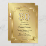 Invitación Oro y diamantes 80 aniversario de cumpleaños<br><div class="desc">Invitación al 80 aniversario o cumpleaños. Glitzy números de oro y diamantes en un elegante fondo dorado. No olvide añadir las iniciales u otro mensaje en la parte posterior.</div>