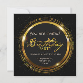 Invitación Oro y Diamantes de imitación. Elegante cumpleaños