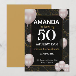 Invitación Oro y fiesta de cumpleaños número 50