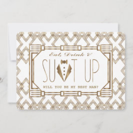 Invitación Oro y Gran Gatsby Blanco SERÁS MI MEJOR HOMBRE