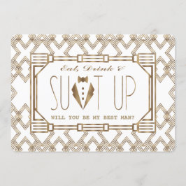 Invitación Oro y Gran Gatsby Blanco SERÁS MI MEJOR HOMBRE