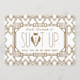 Invitación Oro y Gran Gatsby Blanco SERÁS MI MEJOR HOMBRE