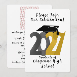 Invitación Oro y Gris Clase 2027 Foto Graduación
