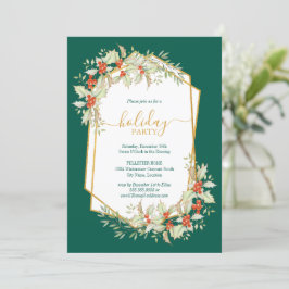 Invitación Oro y Holly | Celebración de feriados geométricos