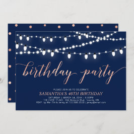 Invitación Oro y marina Rosa | Fiesta de cumpleaños de las mu