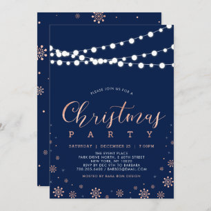 Invitación Oro y marina Rosa   Fiesta de Navidades de Moda mo