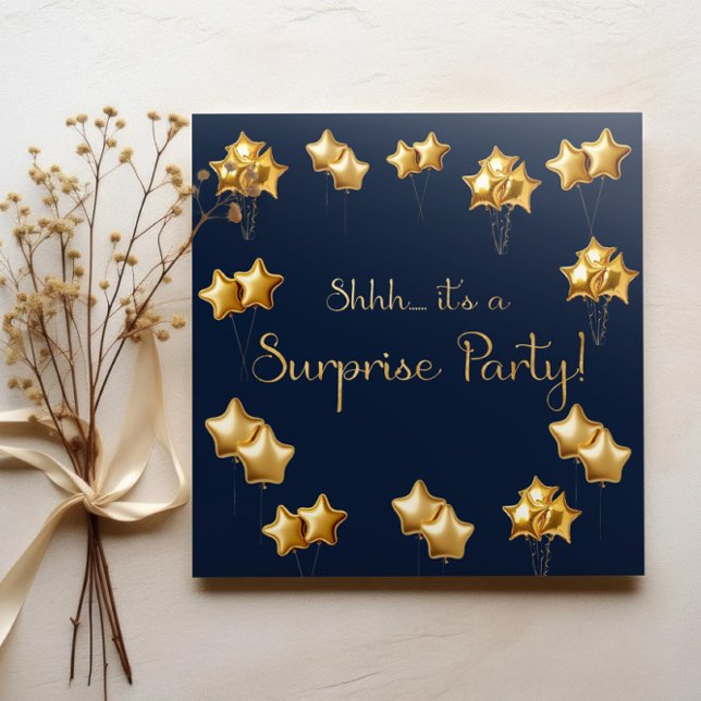 Invitación Oro Y Marina Sorprenden 50 cumpleaños (Blue and gold birthday party invitations)