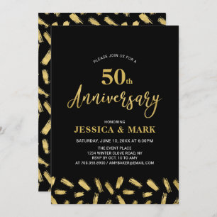 Invitación Oro y negro 50º Aniversario Boda de la época mod