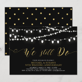 Invitación Oro y negro | 50º Aniversario Boda de la época mod