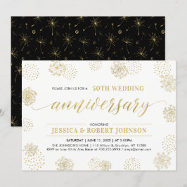 Invitación Oro y Negro | 50º Aniversario de Boda Elegante
