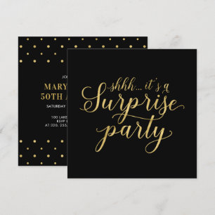 Invitación Oro y Negro   50º Aniversario de Boda Sorpresa