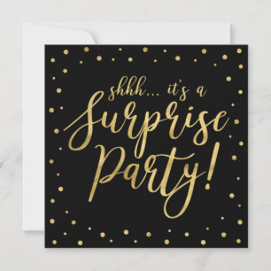 Invitación Oro y Negro   50º Aniversario Sorpresa de Boda