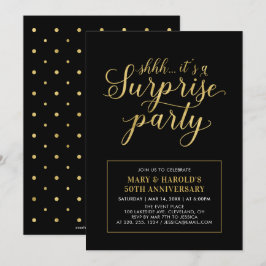 Invitación Oro y Negro | 50º Aniversario Sorpresa de Boda