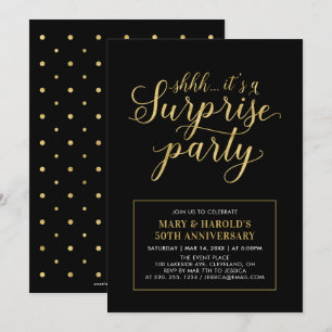 Invitación Oro y Negro   50º Aniversario Sorpresa de Boda