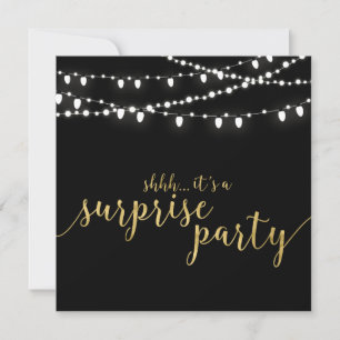 Invitación Oro y Negro   50º Aniversario Sorpresa de Boda