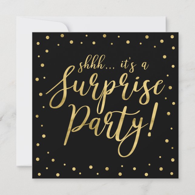 Invitación Oro y negro | 50° Aniversario del Boda Sorprendedo (Anverso)