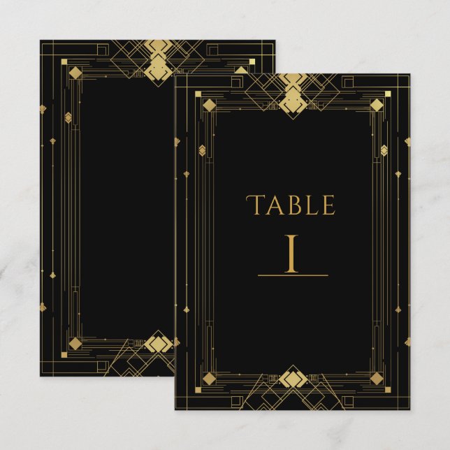 Invitación Oro y negro Art Deco Gatsby Años 20 Elegante (Anverso / Reverso)