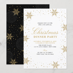 Invitación Oro y Negro   Cena de Navidad con Estilo Moderno