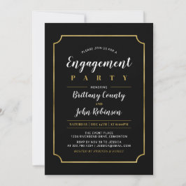 Invitación Oro y Negro | Clásica Fiesta de Compromiso de Boda