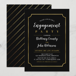 Invitación Oro y Negro | Clásica Fiesta de Compromiso de Boda