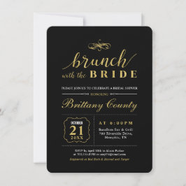 Invitación Oro y negro | Elegante Brunch nupcial