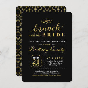 Invitación Oro y negro   Elegante Brunch nupcial