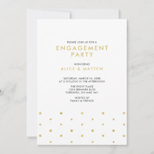 Invitación Oro y Negro   Fiesta de Compromiso Chic Moderna