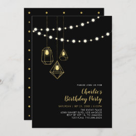 Invitación Oro y negro | Fiesta de cumpleaños de las cadenas 