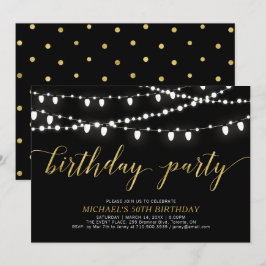 Invitación Oro y negro | Fiesta de cumpleaños número 50 de lo