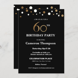 Invitación Oro y negro, fiesta de cumpleaños número 60