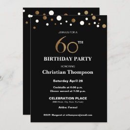 Invitación Oro y negro, fiesta de cumpleaños número 60