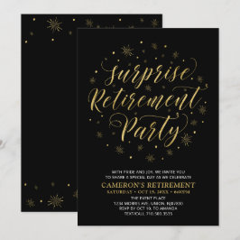Invitación Oro y Negro | Fiesta de Jubilación Sorpresa Modern