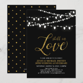 Invitación Oro y Negro | Moderno 50 Aniversario de Boda