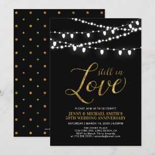 Invitación Oro y Negro Moderno 50 Aniversario de Boda